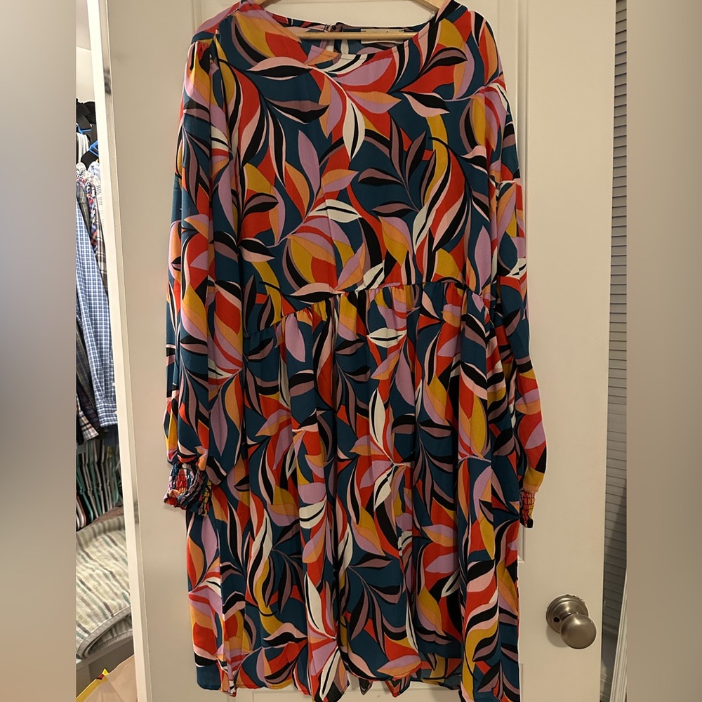 Multicolor Leaf Print Women's Dress